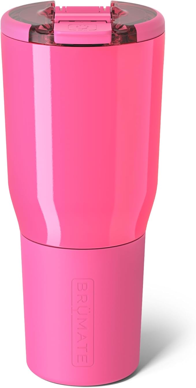 BrüMate Nav 35oz 100% Leak Proof Insulated Travel Tumbler with Magnetic BevLock™ Lid - Double Wall Cup-Holder Friendly Stainless Steel Mug (Neon Pink)