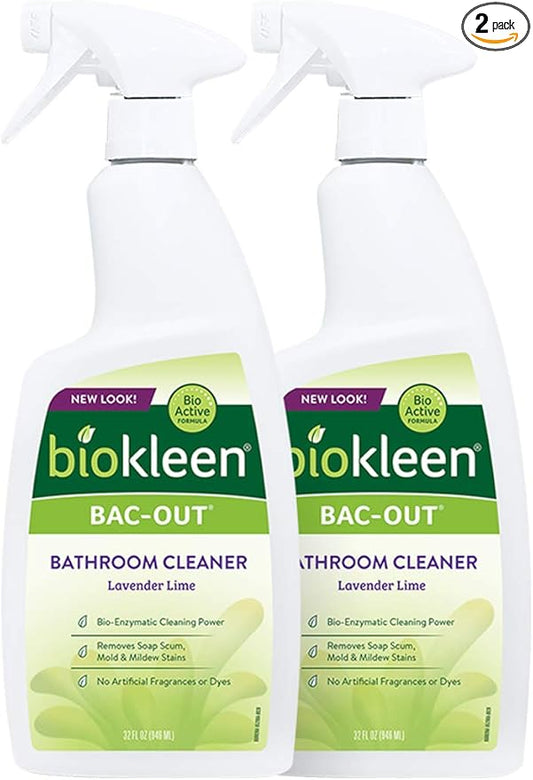 Biokleen Bac-Out Natural Bathroom Cleaner - 2 Pack - Enzyme Professional Strength, Enzymatic Cleaner for Bathroom, Eco-Friendly, Plant-Based, No Artificial Fragrance - Packaging May Vary