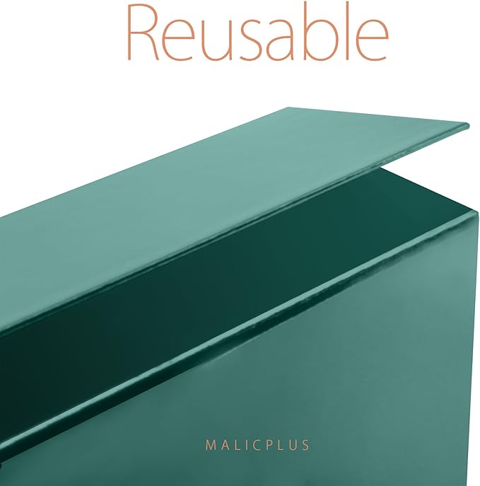 Large Gift Box with Lid 13.5x9x4.1 Inches, Green Groomsman Proposal Gift Box with Magnetic Closure for All Occasion (Glossy Green)