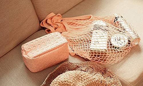 6 Pack Portable,Reusable,Reusable Produce Bags,Washable Cotton Mesh String Organic Organizer Shopping Handbag Long Handle Net Tote (grey blue,Black,Beige,Pink,Purple,Yellow)