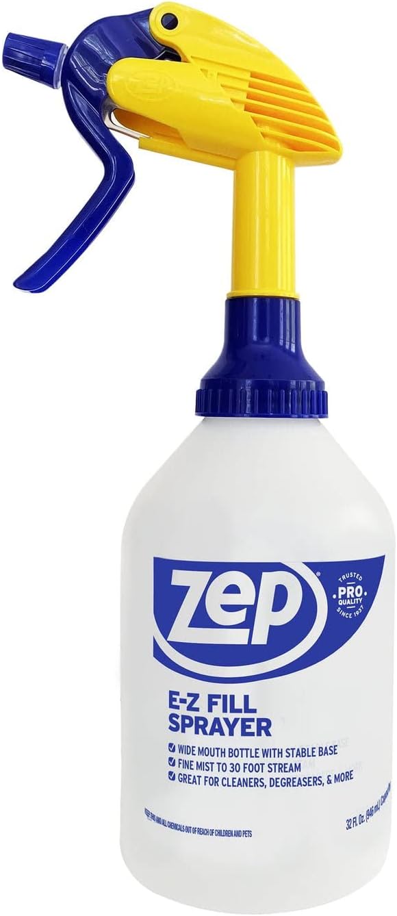 Zep E-Z Fill Professional Sprayer - 32 oz (Case of 8) - U43008 - Wide Mouth Spray Bottle for Easy Pouring, High Output, Great for Cleaners, Degreasers and More