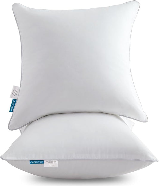 Oubonun 30 x 30 Pillow Inserts (Set of 2) - Euro Pillows with 100% Cotton Cover - 30 Inch Square Interior Sofa Pillow Inserts - Decorative Pillow Insert Pair - White Couch Pillow