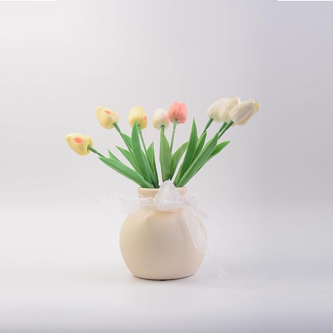Plain Beige Ceramic Vase for DIY Painting - Customizable Handmade Pottery, Blank Canvas for Flower Arrangements, Home Decor, Wedding & Office Decoration (5.91 x 5.91W x 5.71H)
