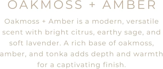 River Birch Candles Oakmoss + Amber Scented Candle | Premium, All-Natural, Non-Toxic, Soy Wax, Amber Jar | 8.5oz 40 Hr Burn Time | Cozy Relaxing Gifts for Home