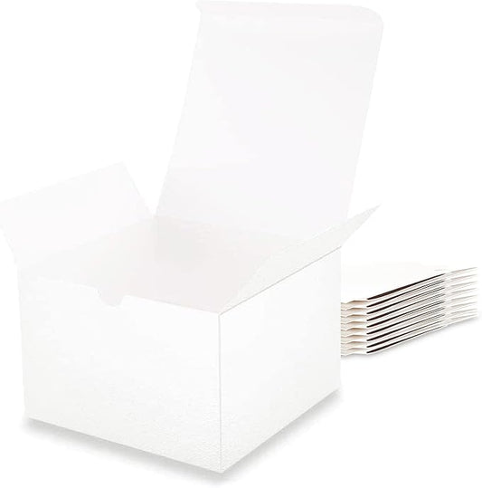 10 White 6x6x4 Inches Floral Gift Boxes with Lids for All Occasions