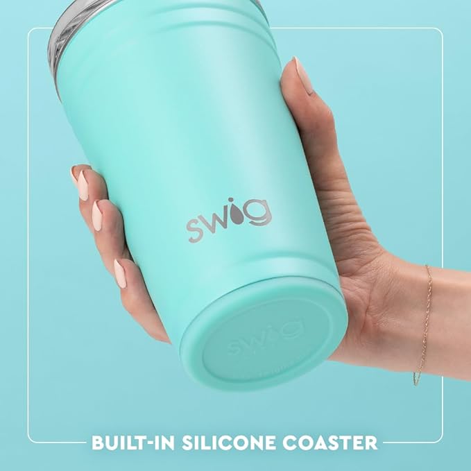 Swig Life 24oz Party Cup, Stackable Insulated Travel Coffee Tumbler with EZ Slider Lid, Cup Holder Friendly, Stainless Steel 24 oz Tumbler, Reusable Mug (Saturdays In Lexington)
