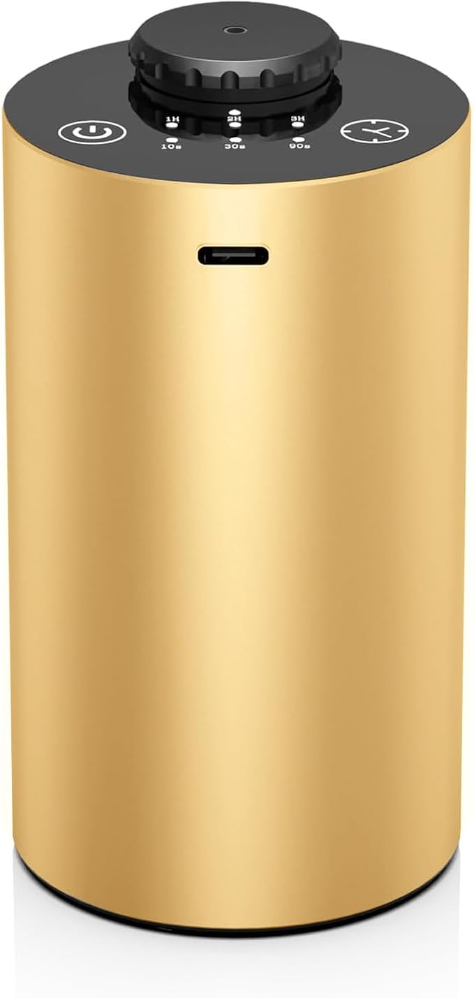 Waterless Essential Oil Diffuser for Home Battery Operated Cordless Scent Diffuser with Timing & 3 Mist Levels car Diffuser， Aluminum Alloy