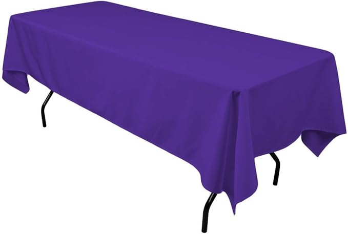 Gee Di Moda Purple Rectangular Table Cloth - 60 x 126 Inch - Perfect for 8 Foot Table, Buffet, Parties & More