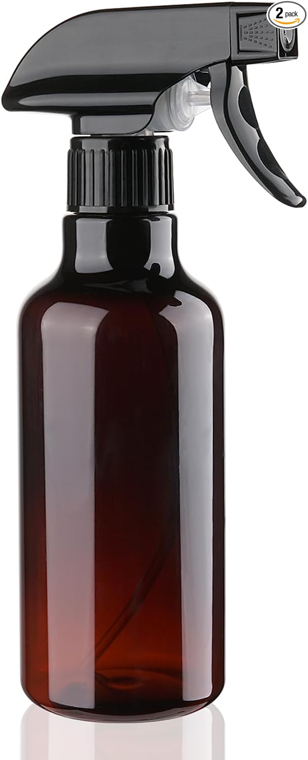 Spray Bottles 12oz Plastic Spray Bottle for Hair Mist/Stream Heavy Duty Empty Spray Bottles for Cleaning Solutions, Plants (12oz-Brown)