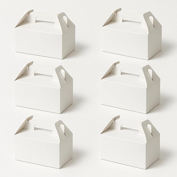 xiepipipaper 12Pack Large Party Favor Boxes,White Treat Boxes, (9.45 * 5 * 5"),Large Goodie Boxes, Gable Gift Boxes with Handles,Candy Boxes for Kids Birthday Baby Shower Wedding Halloween Christmas.