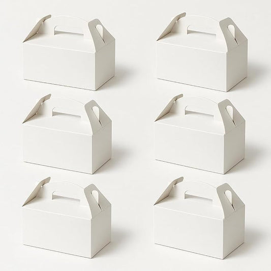 xiepipipaper 12Pack Large Party Favor Boxes,White Treat Boxes, (9.45 * 5 * 5"),Large Goodie Boxes, Gable Gift Boxes with Handles,Candy Boxes for Kids Birthday Baby Shower Wedding Halloween Christmas.