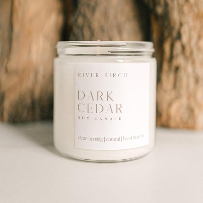 River Birch Candles Eucalyptus & Cedar Scented Candle | Premium, All-Natural, Non-Toxic, Soy Candles | 16oz 90 Hr Burn Time | Cozy Relaxing Gifts for Home