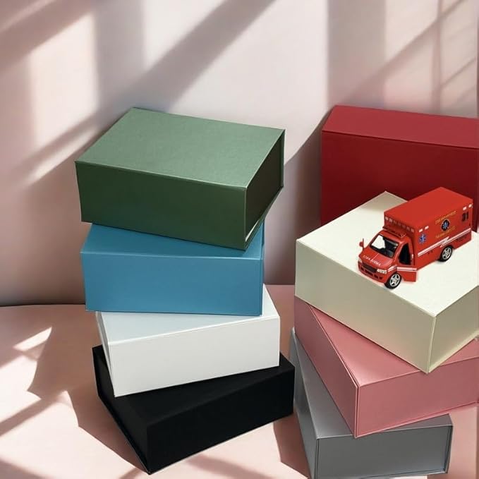 Elegant Gift Boxes with Gift Bag for Presents with Lids Magnetic Closure Rectangle Collapsible for Christmas, Valentine's Day, Birthday Gift Packging (Red)