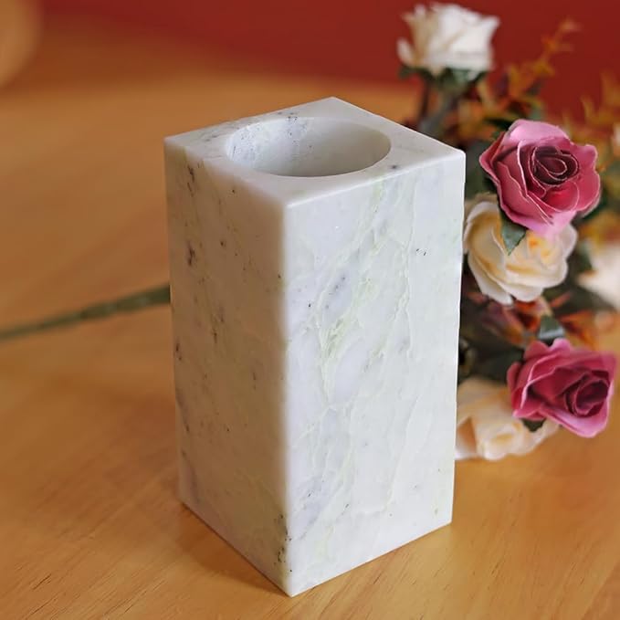 Natural Marble Flower Vase, Green Vase Modern Farmhouse Home Decor, Premium Marble Craft Vases for Living Room Shelves Table Center Wedding