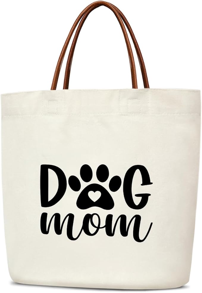 Canvas Tote Bag for Women, Birthday Gifts, Aesthetic Reusable Grocery Shopping Bags With Leather Handles