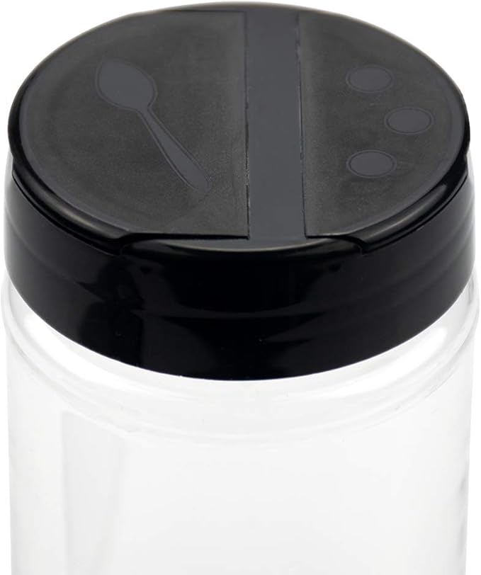 Foraineam 16 Pack 15 oz Plastic Spice Jars Containers Bottles with Black Flip Cap To Pour Or Sifter Shaker, Perfect for Storing Spice, Powders and Herbs