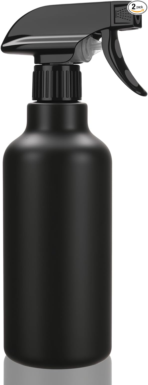 Spray Bottles Plastic Spray Bottle for Hair Mist/Stream Heavy Duty Empty Spray Bottles for Cleaning Solutions, Plants, Cooking (16.9oz-Black)