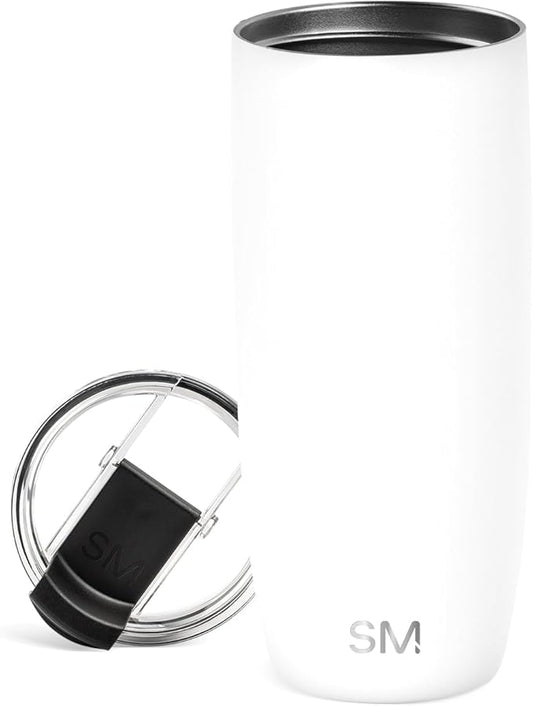 Simple Modern Travel Coffee Mug Tumbler with Flip Lid | Reusable Insulated Stainless Steel Cold Brew Iced Coffee Cup Thermos | Gifts for Women Men Him Her | Voyager Collection | 20oz | Winter White