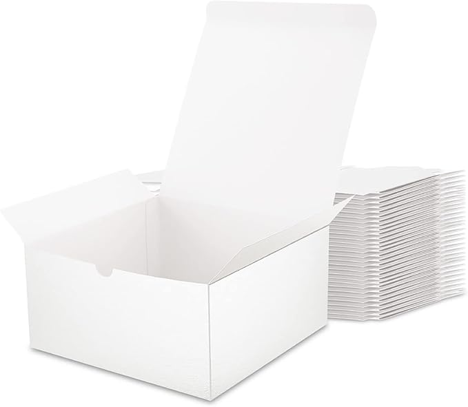30 White 8x8x4 Inches Gift Boxes with Lids for All Occasions, Celebratory Events