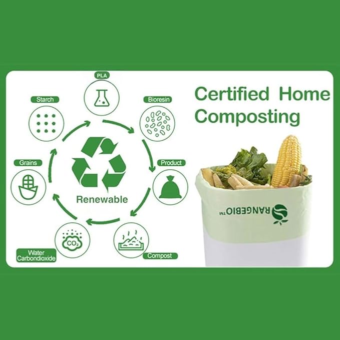 OrangeBio Certified Home Compostable Produce Bags, 1000 Count, 14 x 18 Inches, Hold Up to 14 Lbs, ASTM D6400, EN 13432, US BPI & Europe OK Compost Home Certified