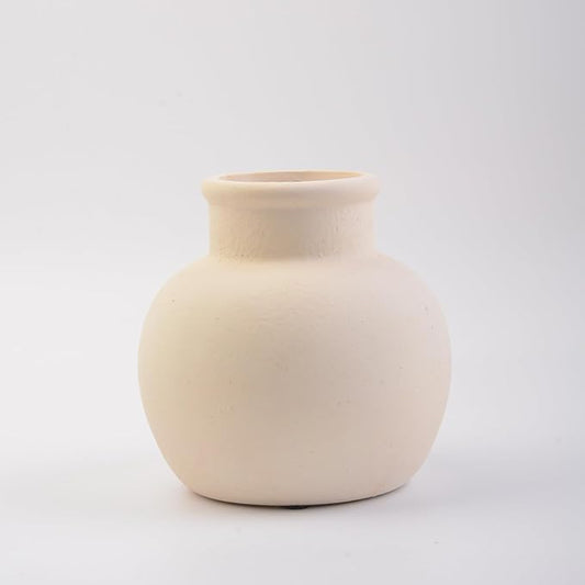 Plain Beige Ceramic Vase for DIY Painting - Customizable Handmade Pottery, Blank Canvas for Flower Arrangements, Home Decor, Wedding & Office Decoration (5.91 x 5.91W x 5.71H)