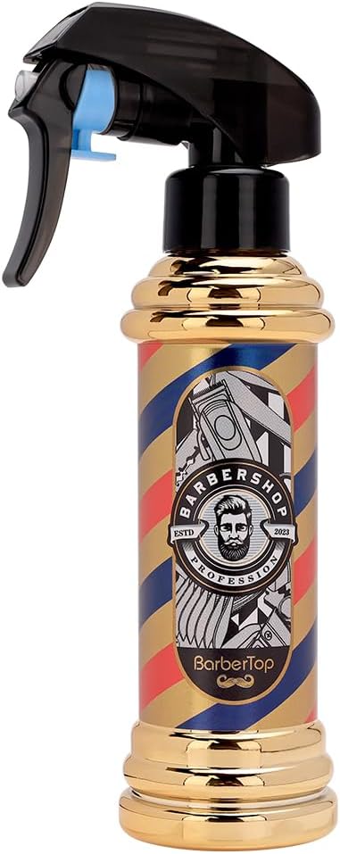Barber Spray Bottle, Barber Stylist Fine Mist Sprayer, Refillable Container & Spray Bottle for Hairdressing, Cleaning, Plants 6.76 ounce(Golden)