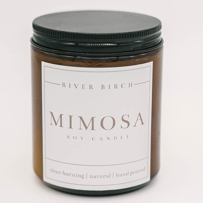 River Birch Candles Mimosa Scented Candle | Premium, All-Natural, Non-Toxic, Soy Candles | 8.5oz 40 Hr Burn Time | Cozy Relaxing Gifts for Home