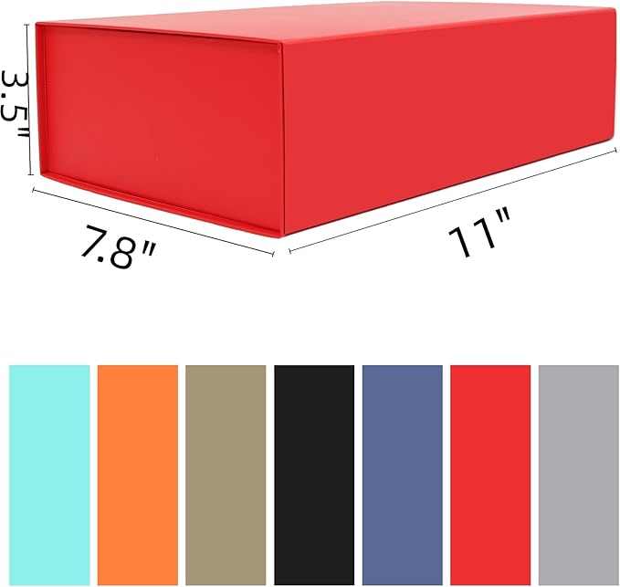 Rsgift Red Gift Box, 11x7.8x3.5 Inches, Magnetic Closure, for Birthday, Wedding, Father's Day, Graduation, Christmas, Thanksgiving