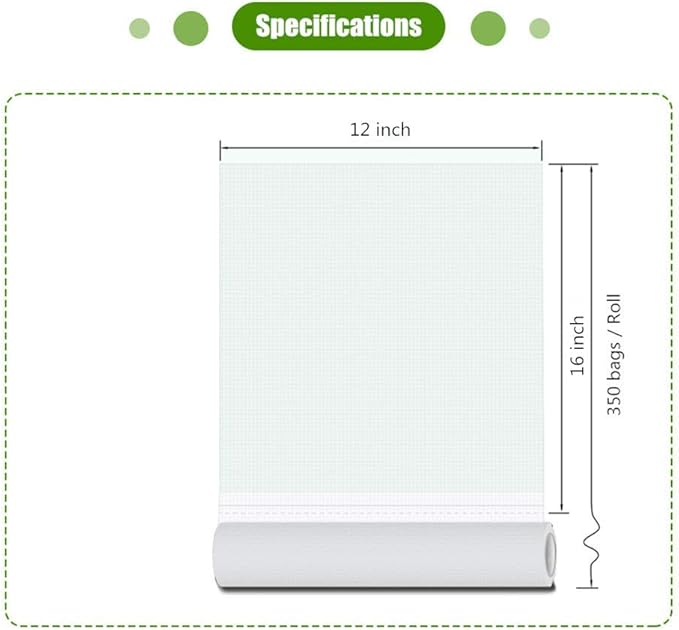 BESTEASY Produce Bags, Clear Plastic - 12" x 16", Durable, Bread, Fruits, Vegetable - 350 Bags/Roll (1 Roll)