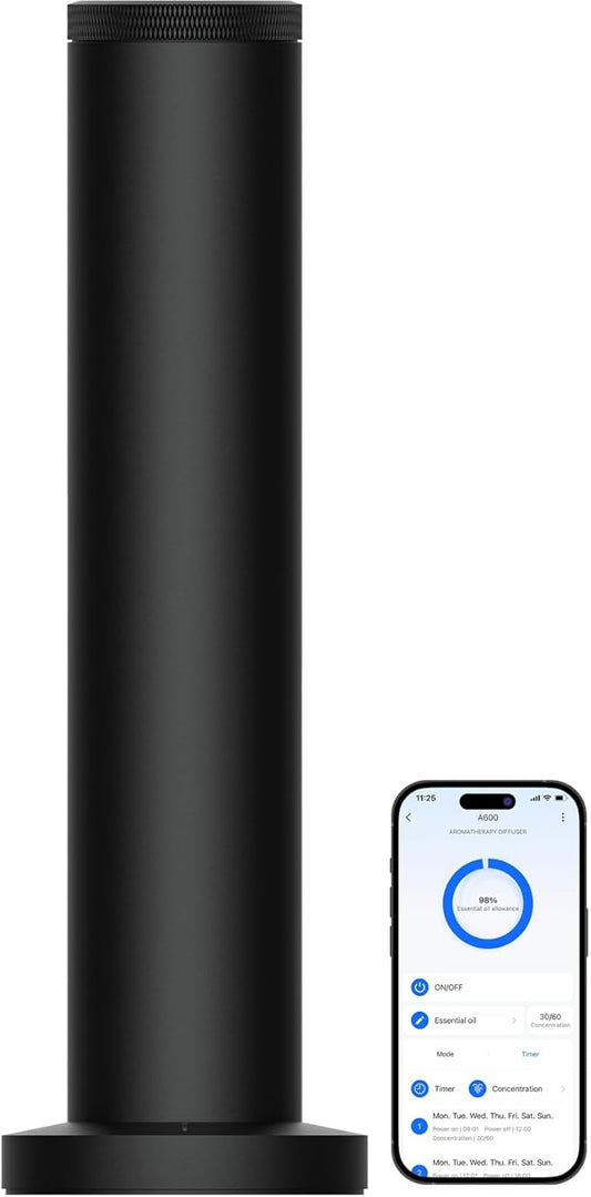 2025 Upgraded Cordless Rechargeable Diffuser - Hotel Scent Diffuser for Whole House- Scent Air Machine -App Bluetooth Control - Waterless Essential Oil Diffuser for Large Room, Studio Office - Black