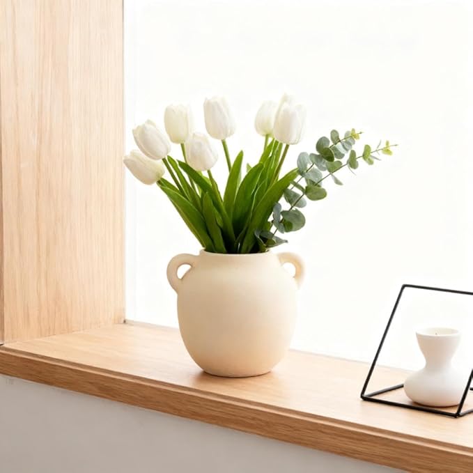 Plain Beige Ceramic Vase for DIY Painting - Customizable Handmade Pottery, Blank Canvas for Flower Arrangements, Home Decor, Wedding & Office Decoration (6.89L x 6.22W x 5.83H)