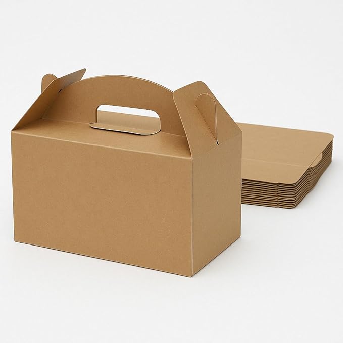 xiepipipaper 24Pack Large Party Favor Boxes,Kraft Treat Boxes, (9.45 * 5 * 5"),Large Goodie Boxes, Gable Gift Boxes with Handles,Candy Boxes for Kids Birthday Baby Shower Wedding Halloween Christmas.