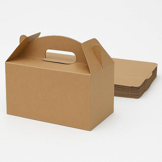 xiepipipaper 24Pack Large Party Favor Boxes,Kraft Treat Boxes, (9.45 * 5 * 5"),Large Goodie Boxes, Gable Gift Boxes with Handles,Candy Boxes for Kids Birthday Baby Shower Wedding Halloween Christmas.
