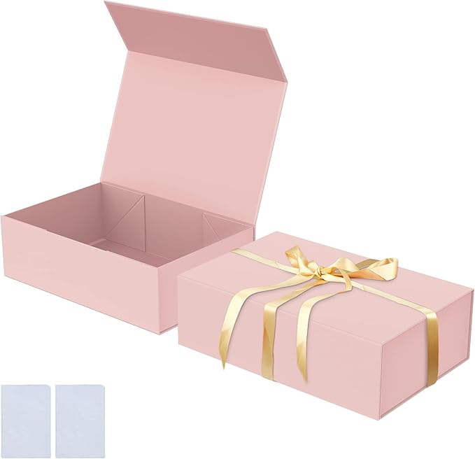 Luxury Large Gift Box 13.8"x9"x4.3" Storage Box Ribbon Magnetic Closure for Luxury Packaging Box for Mother's Day, Birthdays, Bridal Gifts,Weddings