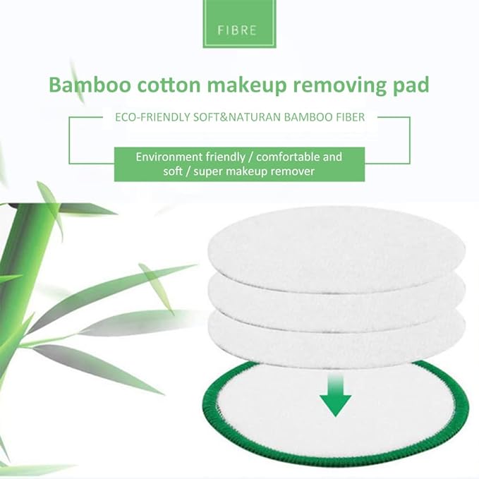 20Pcs Reusable Makeup Remover Pads, Bamboo Washable Cotton Rounds with Cotton Laundry Bag and Round Box for Storage for Eye Face Makeup Remover Eye Shadow Mascara Lipstick (1)