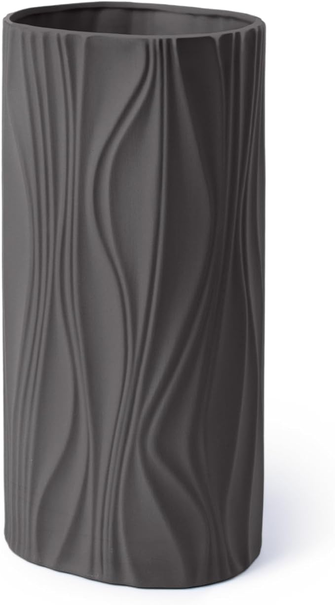 Black Flower Vase - Modern Ceramic Vase for Home Décor - Black Matte Vase for Living Room - Boho Vase for Pampas Grass