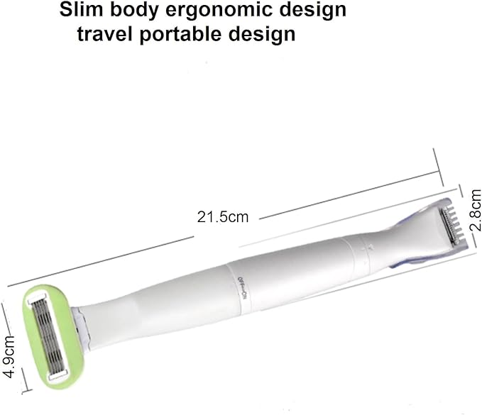 2-in-1 Pubic Hair Trimmer for Women & Men,Electric Bikini Shaver with Thinning Clipper & Manual Safety Razor,Painless Body Haircut Remover for Intimate Area,Armpit,Leg,Battery Operated