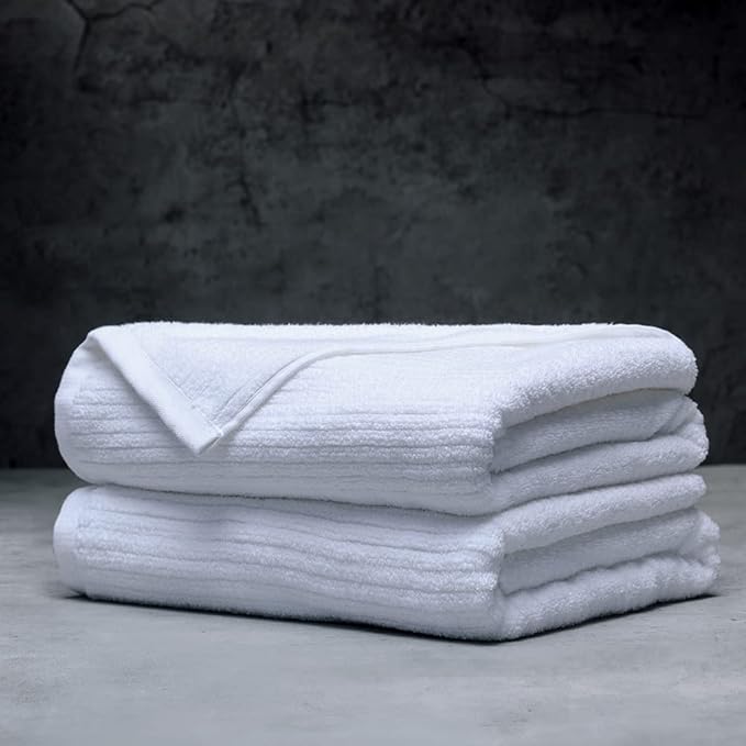 LUXOME Luxury Performance 2-Piece Bath Towel Set | Dual-Loop Design | Ultra Soft | Highly Absorbent | Quick Drying | Sail (White)