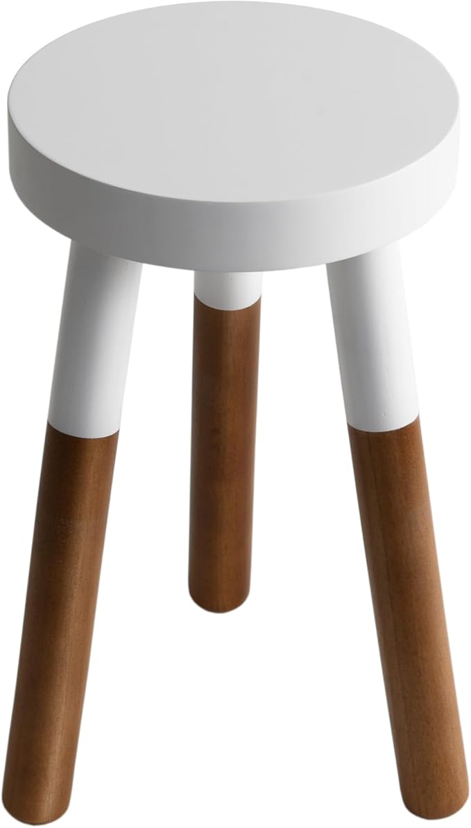 12" Reverse Dipped Wood Plant Stand, Wood Accent Stool,Side Table Set Bath Stool (20"+24" Tall)