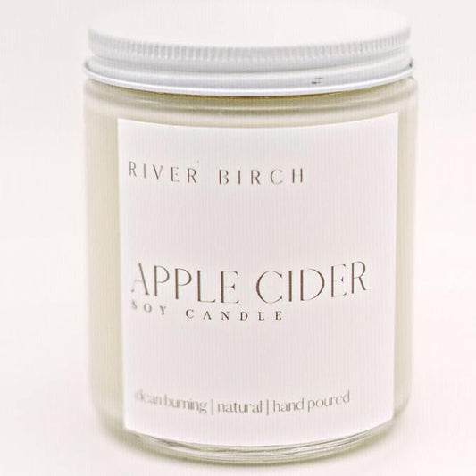 River Birch Candles Apple Cider Scented Candle | Premium, All-Natural, Non-Toxic, Soy Candles | 8.5oz 40 Hr Burn Time | Cozy Relaxing Gifts for Home