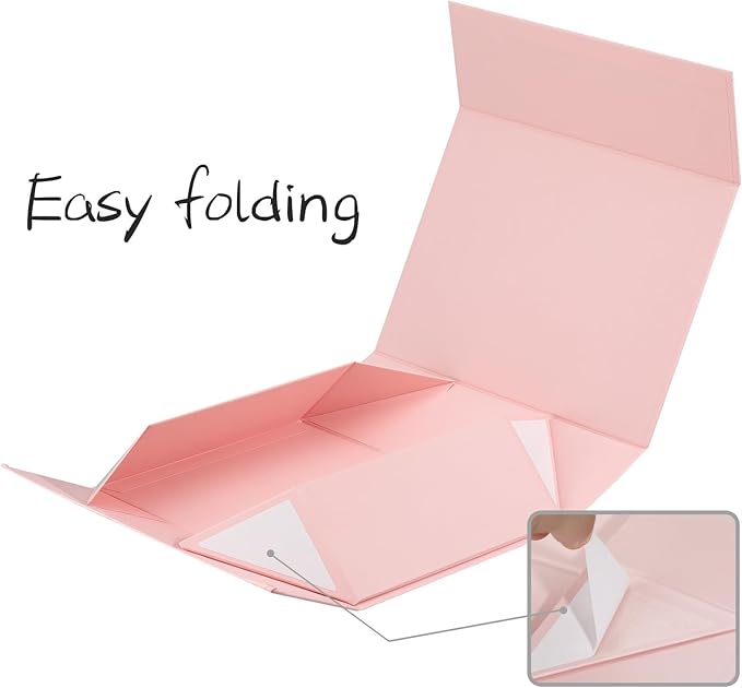 Pink Gift Box,Collapsible 7.8 x7x 3.1 Inches Gift Box with Lid,Magnetic Closure Matte Textured Finish Box for Wedding Gifts