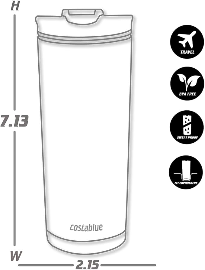 Travel Coffee Mug - 16 Oz. Stainless Steel Insulated Coffee Mug, Leak Proof Tumbler w/Dishwasher Safe Lid, Double Wall Travel Coffee Cup, Reusable Insulated Tumbler for Hot & Cold Beverages