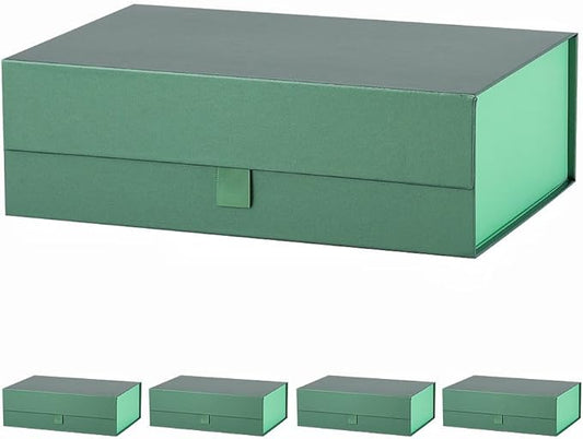 5 Pcs Green Gift Box for Presents 10.8x7.5x3.5 Inches Magnetic Gift Boxes with Lid Luxury Gift Box for Rectangle Collapsible for Bridesmaid, Wedding,Birthday Gift Packging