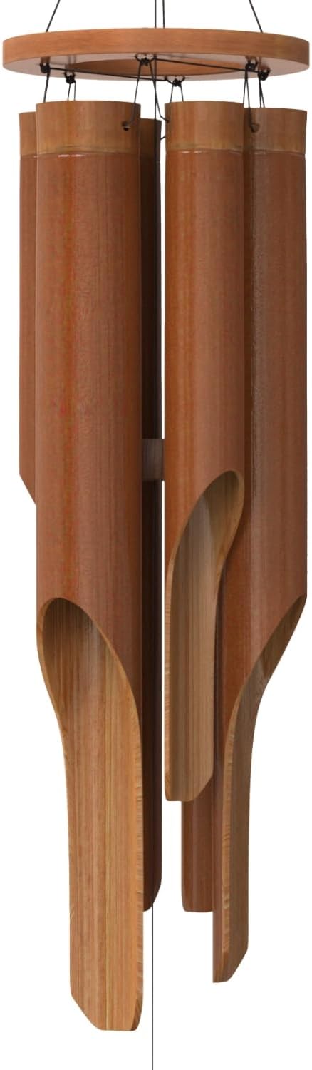 Classic Bamboo Wind Chimes - Outside Outdoor Wood Wooden Windchimes, Medium, Handcrafted with Calming Deep Tones, Ideal Home Decor or Gift for Any Occasion