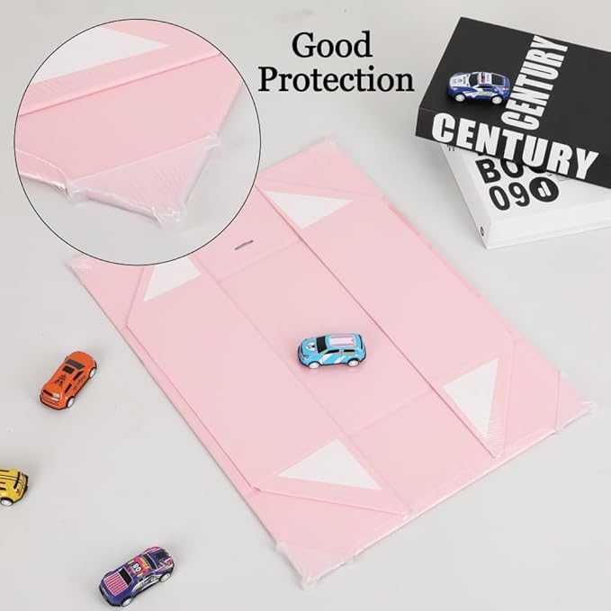 BoxSkivra Large Pink Gift Box with Ribbon 1 Pack 13X11X5.3 Inch Large Gift Box with Lid Magnetic Closure Rectangle Collapsible Luxury Wrap Box for Wedding Gifts Crinkle Cut Paper Shred with Card