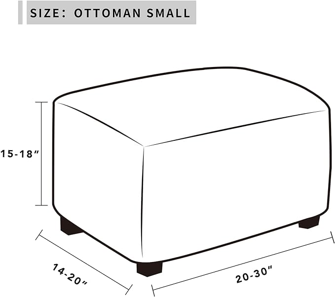 Easy-Going Stretch Ottoman Cover Folding Storage Stool Furniture Protector Soft Rectangle slipcover with Elastic Bottom(Ottoman Small,Beige)