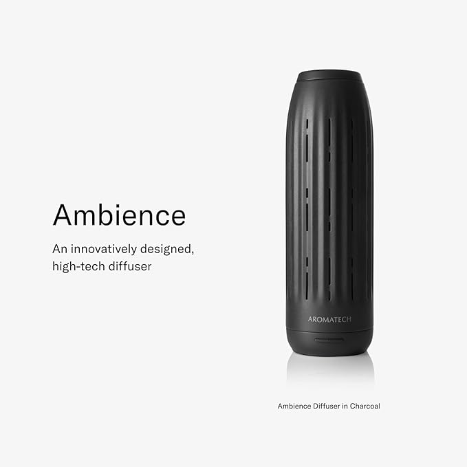 AromaTech Ambience Scent Diffuser for Essential Oil Blends & Fragrances – Waterless Scent Machine w/Bluetooth for Home, Bathroom Boutiques, Hotel, Spa – Charcoal Acrylic