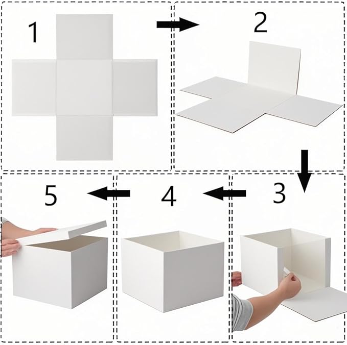 UoeRing 1Pcs White Extra Large gift box with lids 13×13×7 Inches gift boxes for presents,Birthday Box (include Ribbon, Paper Shred Filler Gift Card & Envelopes)