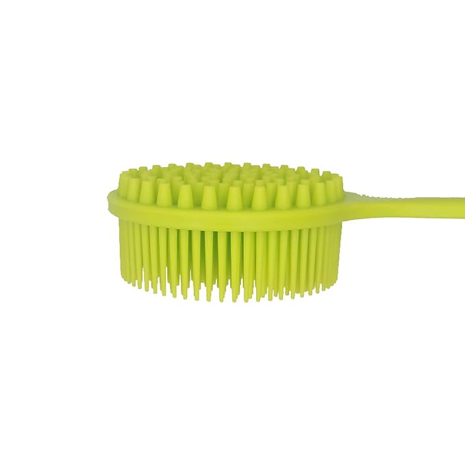 DNC Silicone Back Scrubber Soft Bath Body Brush for Shower with Long Handle (Green)