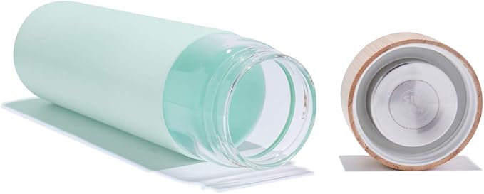 20 Oz Borosilicate Glass Water Bottles with Silicone Sleeve BPA Free, Dishwasher Safe - Reusable Clear Glass Drinking with Leak Proof Bamboo Lid | Perfect Gym Water Bottles for Men & Women